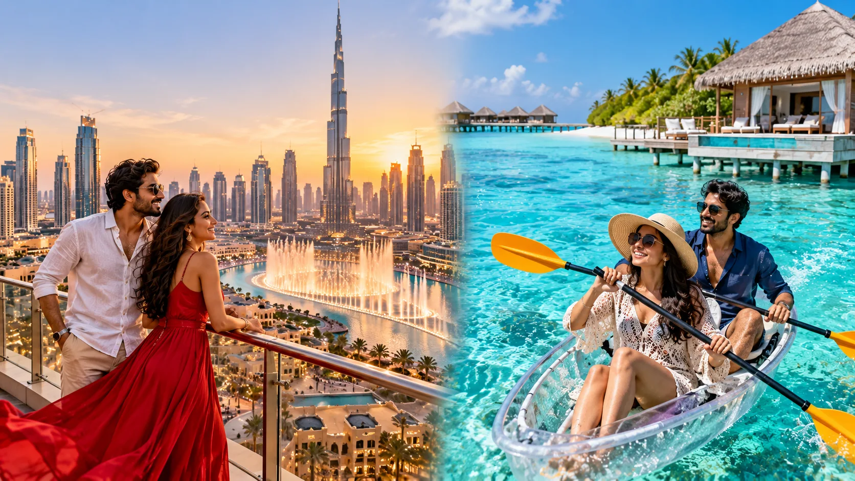 Luxury escape comparison between Dubai and Maldives experiences for couples